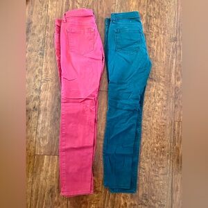 LOFT Women's Modern Skinny 27/4 Jeans in Pink and Teal